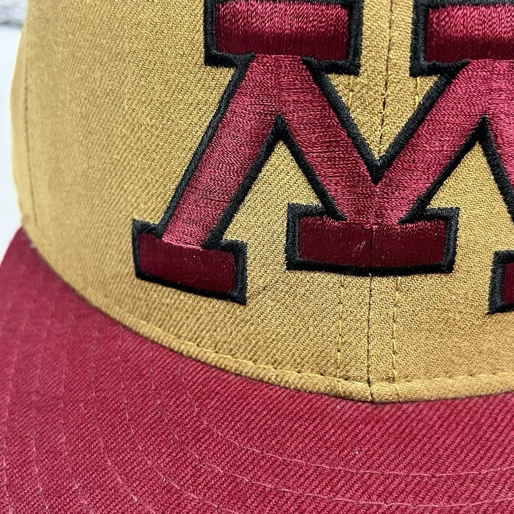 Vintage 90s Minnesota Gophers New Era Pro Model Hat Cap 100% Wool USA Made 7 1/8